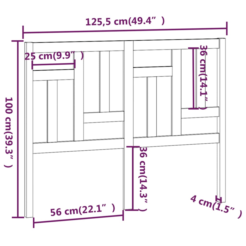 vidaXL Tête de lit gris 125,5x4x100 cm bois de pin massif
