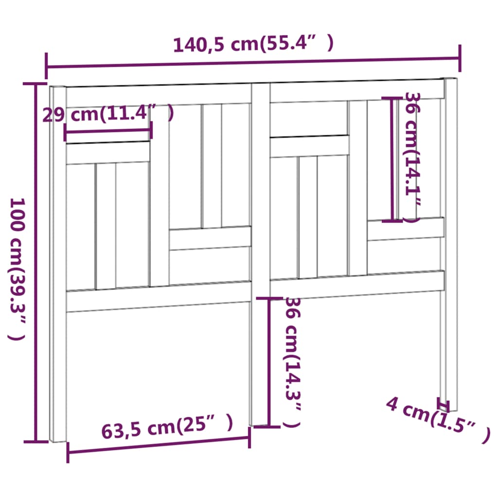 vidaXL Tête de lit 140,5x4x100 cm Bois de pin massif