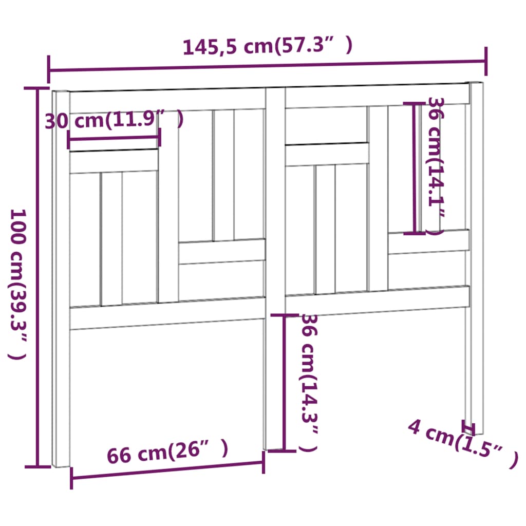 vidaXL Tête de lit 145,5x4x100 cm Bois de pin massif