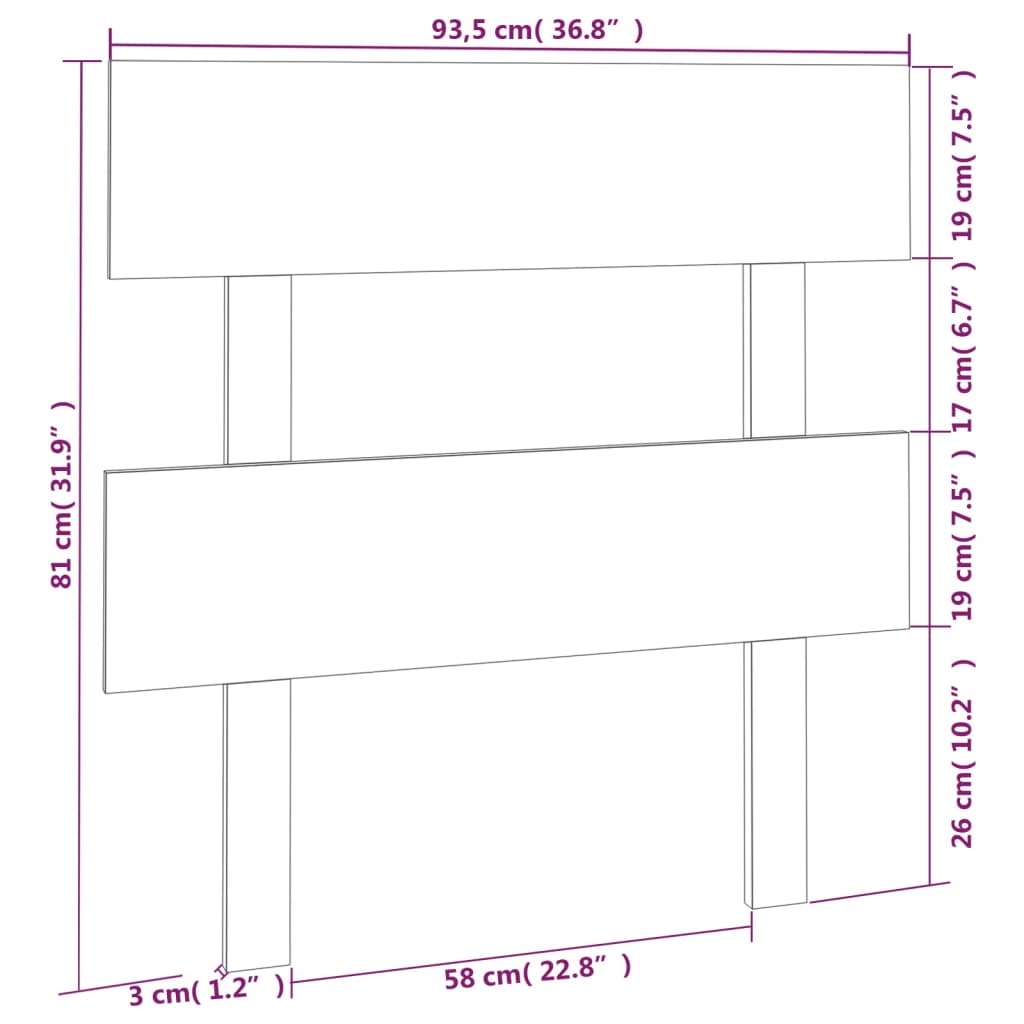 vidaXL Kopfteil 93,5x3x81 cm Massivholz Kiefer