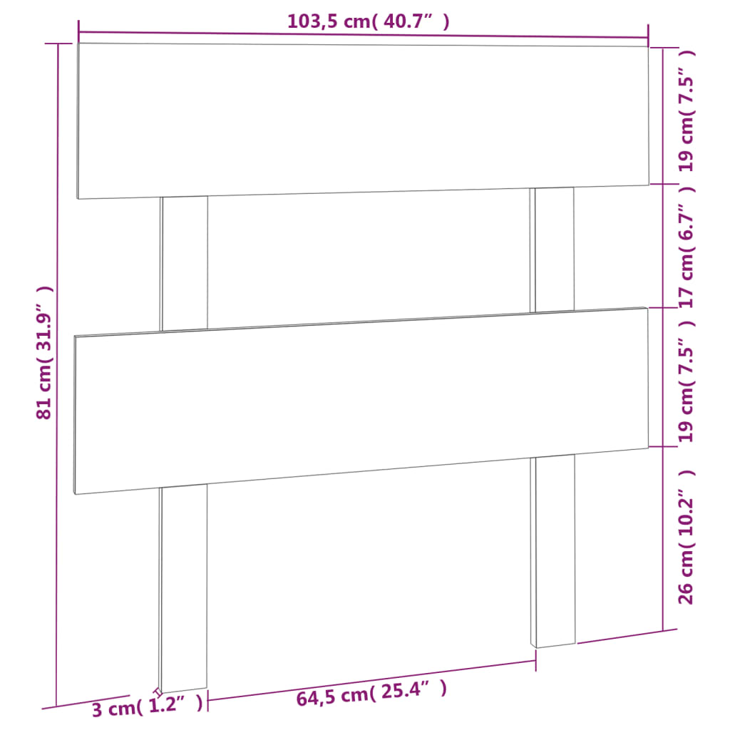 vidaXL Kopfteil Schwarz 103,5x3x81 cm Massivholz Kiefer
