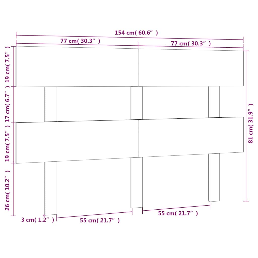 vidaXL Kopfteil Schwarz 154x3x81 cm Massivholz Kiefer