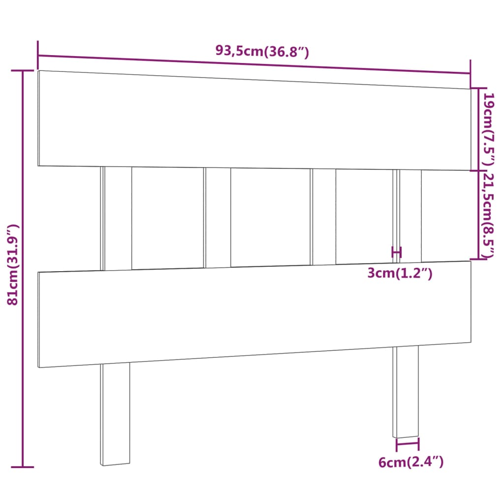 vidaXL Kopfteil 93,5x3x81 cm Massivholz Kiefer