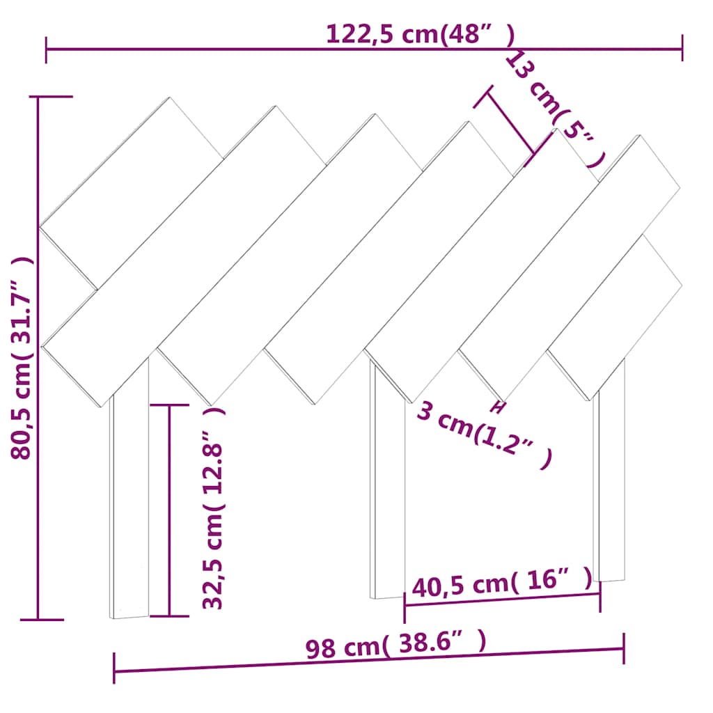 vidaXL Bett-Kopfteil Grau 122,5x3x80,5 cm Massivholz Kiefer