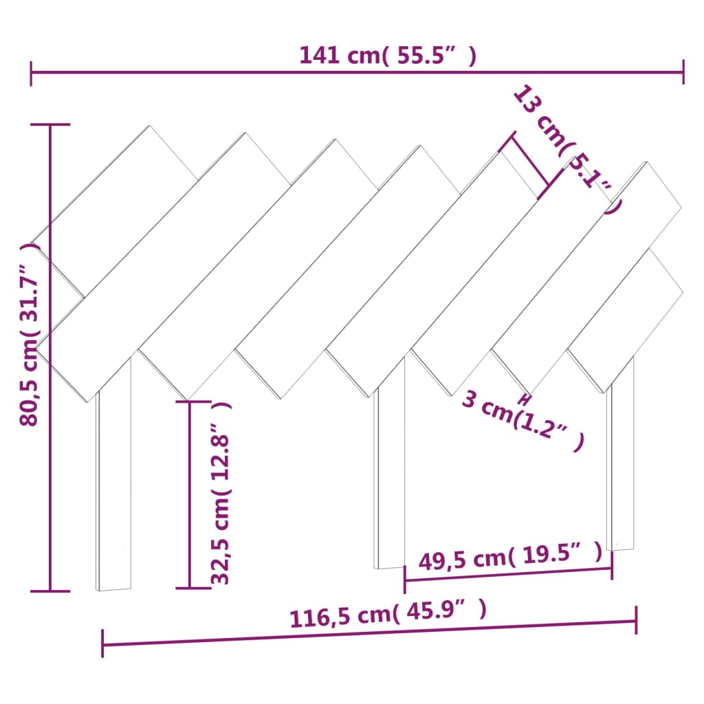 vidaXL Bett-Kopfteil Grau 141x3x80,5 cm Massivholz Kiefer