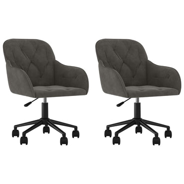 vidaXL Chaises de salle à manger 2 pcs Pivotantes Gris foncé Velours