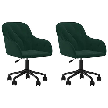 vidaXL Chaises de salle à manger pivotantes 2 pcs Vert foncé Velours