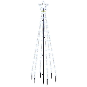 vidaXL LED-Weihnachtsbaum mit Erdnägeln Kaltweiß 108 LEDs 180 cm