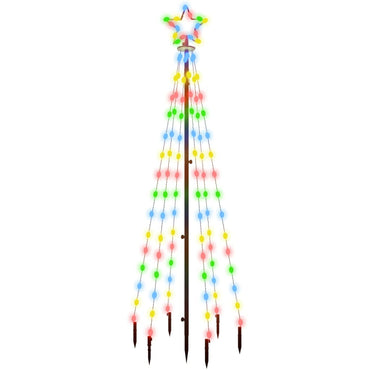 vidaXL LED-Weihnachtsbaum mit Erdnägeln Mehrfarbig 108 LEDs 180 cm