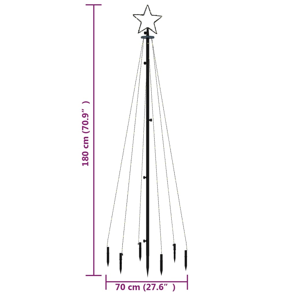 vidaXL LED-Weihnachtsbaum mit Erdnägeln Blau 108 LEDs 180 cm