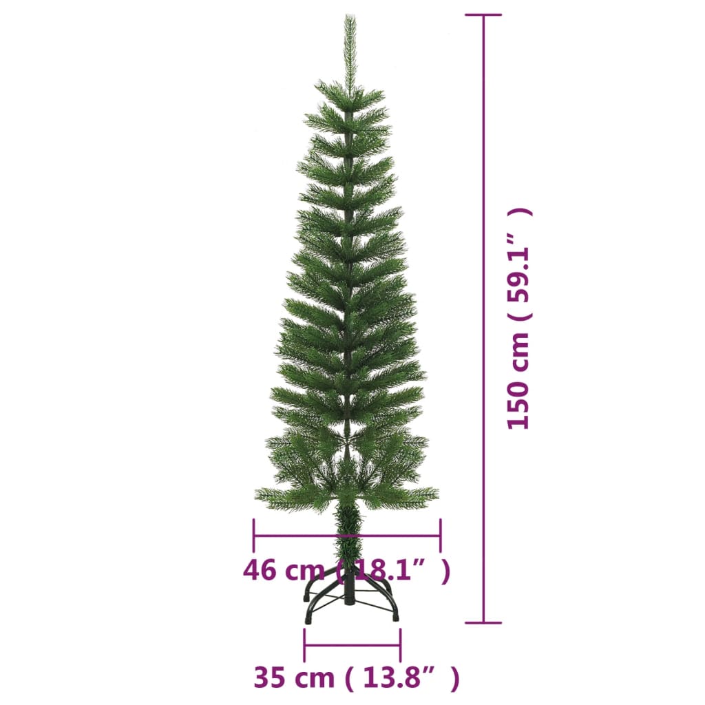 vidaXL Künstlicher Weihnachtsbaum mit Ständer Schlank 150 cm PE