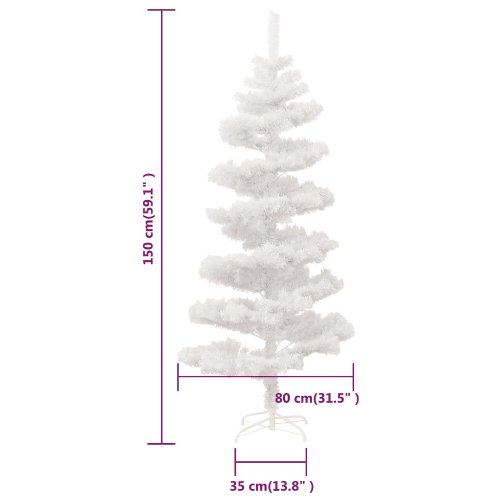 vidaXL Spiral-Weihnachtsbaum mit Beleuchtung und Ständer Weiß 150 cm