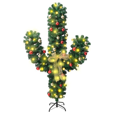 vidaXL Weihnachtsdeko Kaktus mit Ständer und LED Grün 150 cm PVC