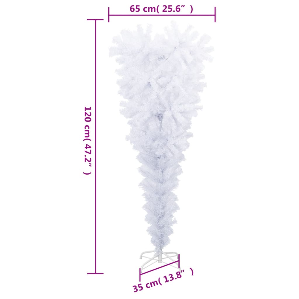 vidaXL Künstlicher Weihnachtsbaum mit Ständer Umgekehrt Weiß 120 cm
