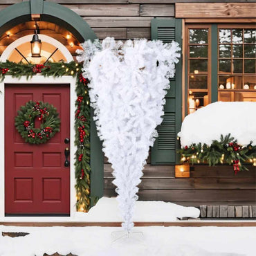 vidaXL Künstlicher Weihnachtsbaum mit Ständer Umgekehrt Weiß 210 cm