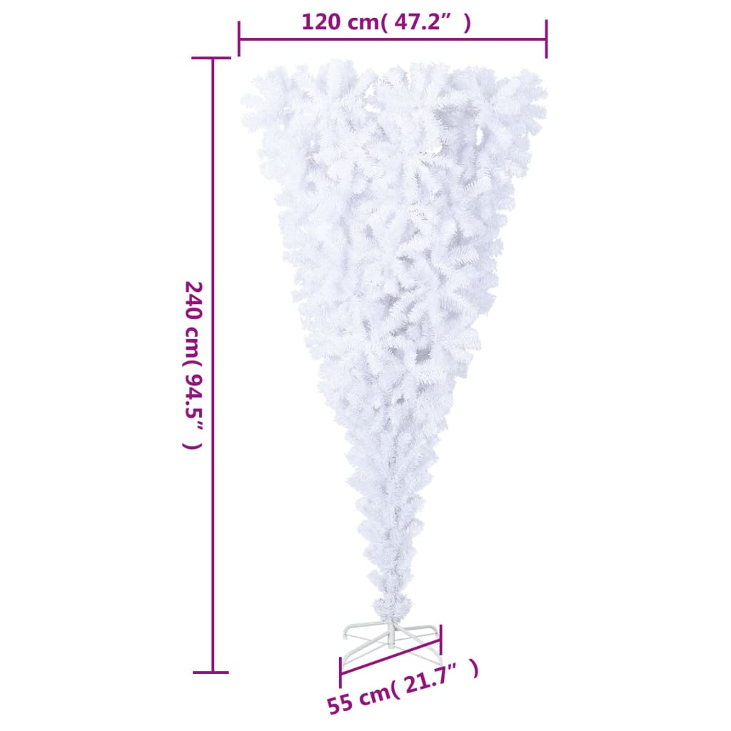 vidaXL Künstlicher Weihnachtsbaum mit Ständer Umgekehrt Weiß 240 cm