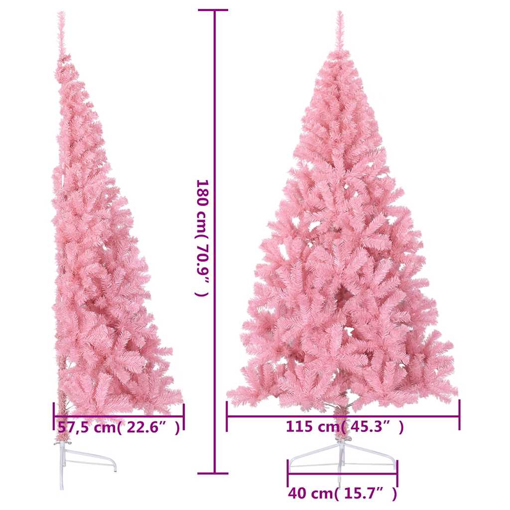 vidaXL Künstlicher Halb-Weihnachtsbaum mit Ständer Rosa 180 cm PVC