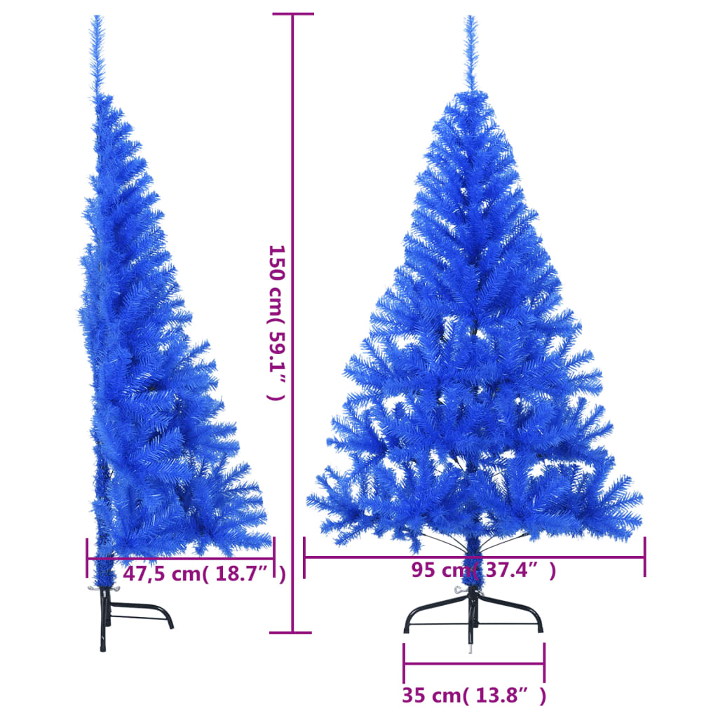 vidaXL Künstlicher Halb-Weihnachtsbaum mit Ständer Blau 150 cm PVC