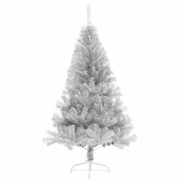 vidaXL Künstlicher Halb-Weihnachtsbaum mit Ständer Silber 150 cm PET