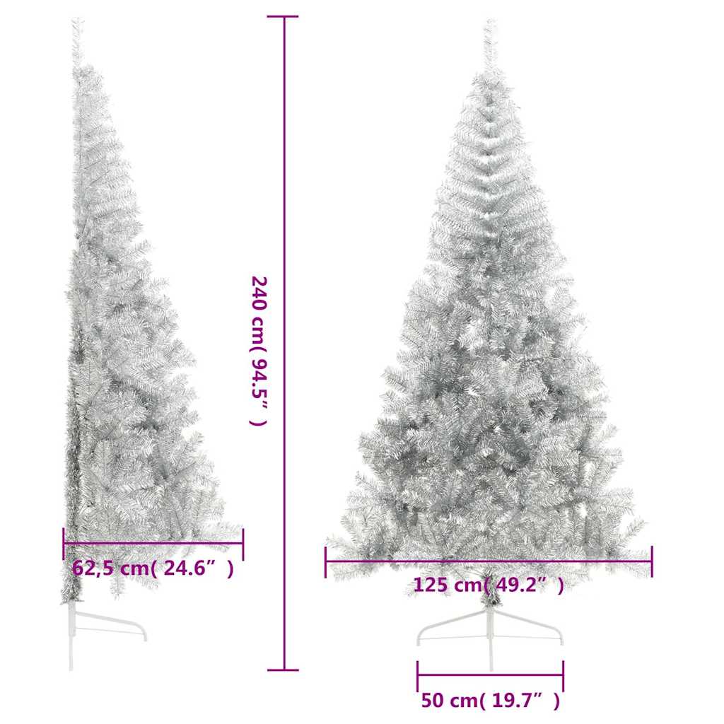 vidaXL Künstlicher Weihnachtsbaum mit Ständer Silber 240 cm PET