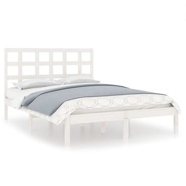 vidaXL Lit en bois massif blanc 135x190 cm