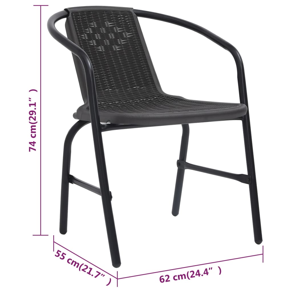 vidaXL Chaises de jardin 4 pcs Résine tressée aspect rotin Plastique et acier 110 kg