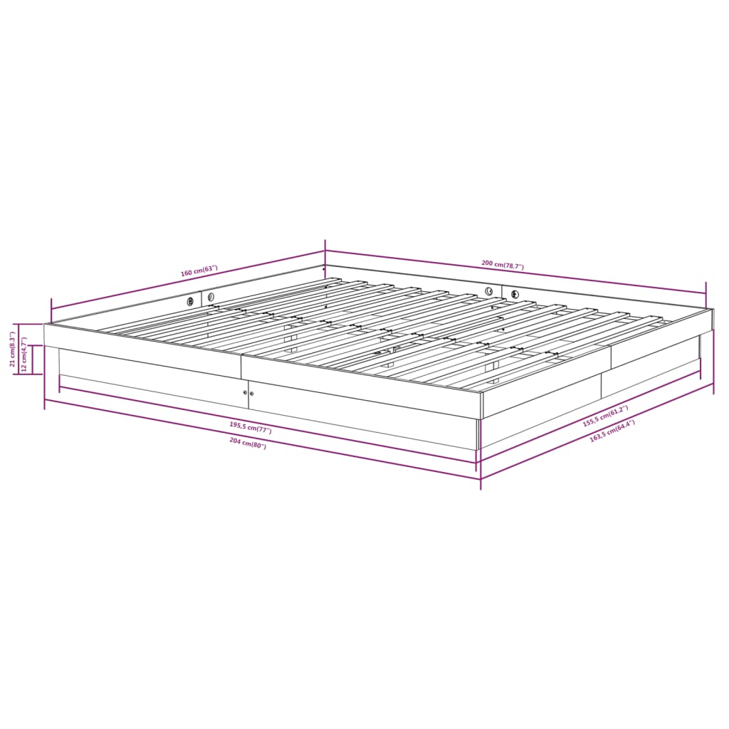 Massivholzbett ohne Matratze 160x200 cm