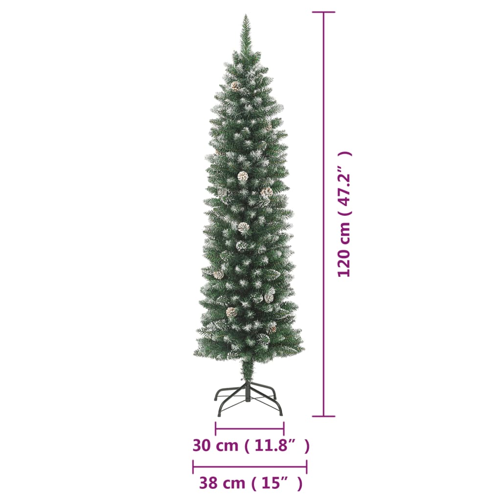 vidaXL Künstlicher Weihnachtsbaum mit Ständer Schlank 120 cm PVC