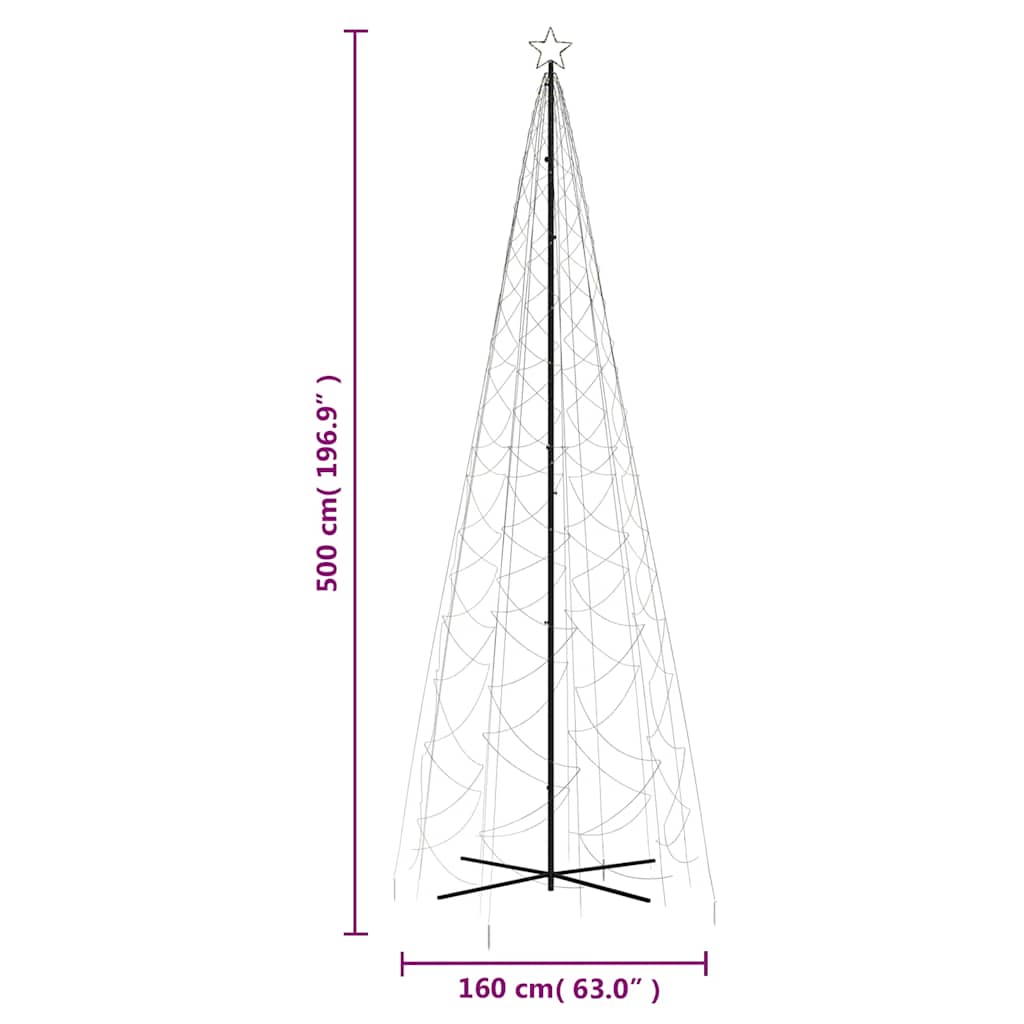 vidaXL LED-Weihnachtsbaum Kegelform Warmweiß 1400 LEDs 160x500 cm
