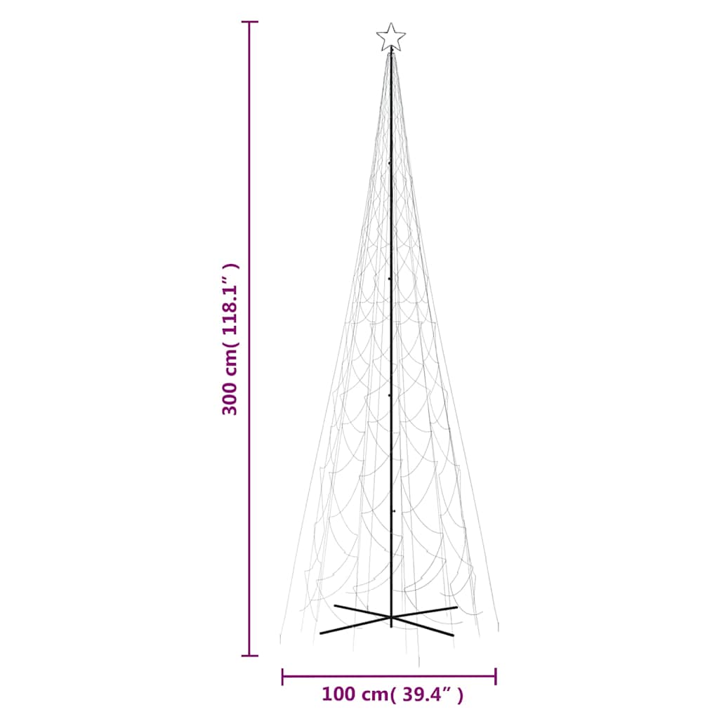 vidaXL LED-Weihnachtsbaum Kegelform Kaltweiß 3000 LEDs 230x800 cm