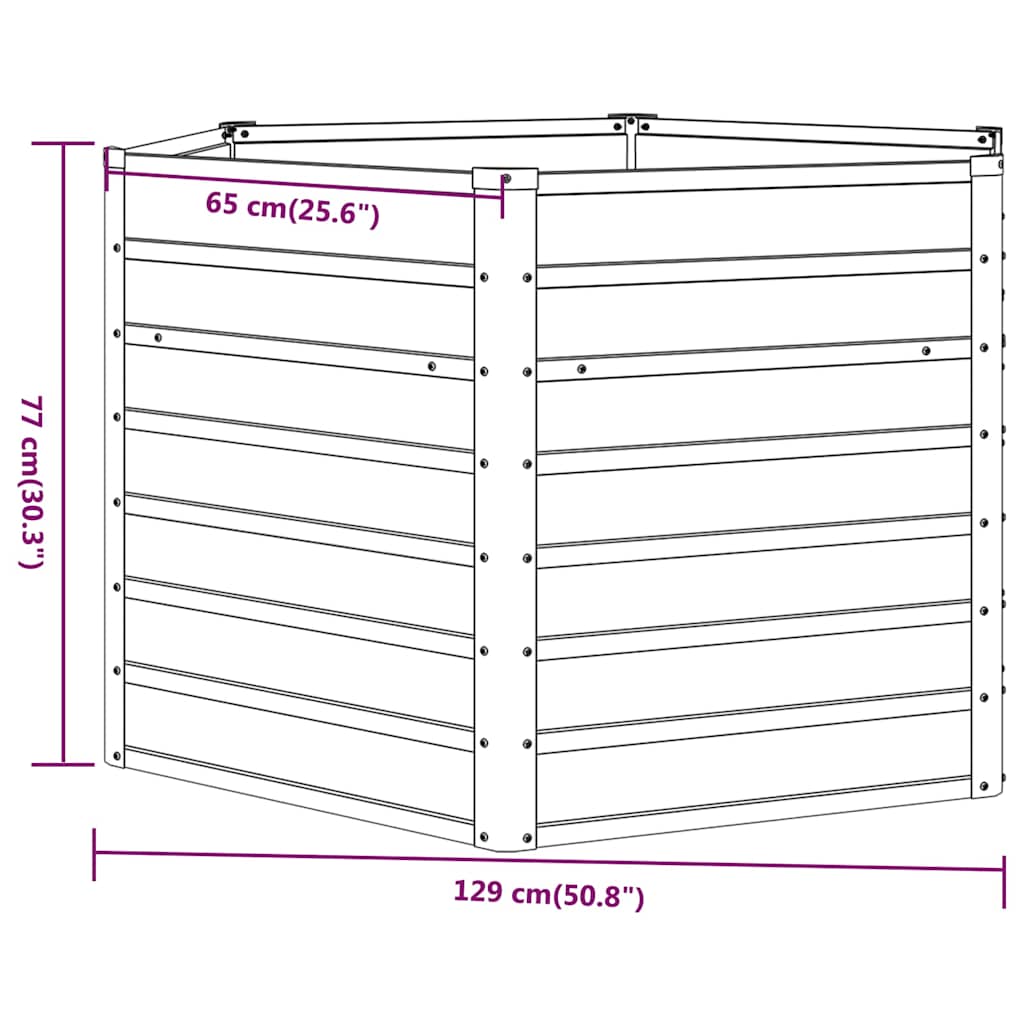 vidaXL Carré potager rouillé 129x129x77 cm Acier Corten