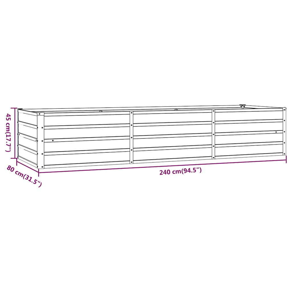 vidaXL Carré potager rouillé 240x80x45 cm en acier Corten