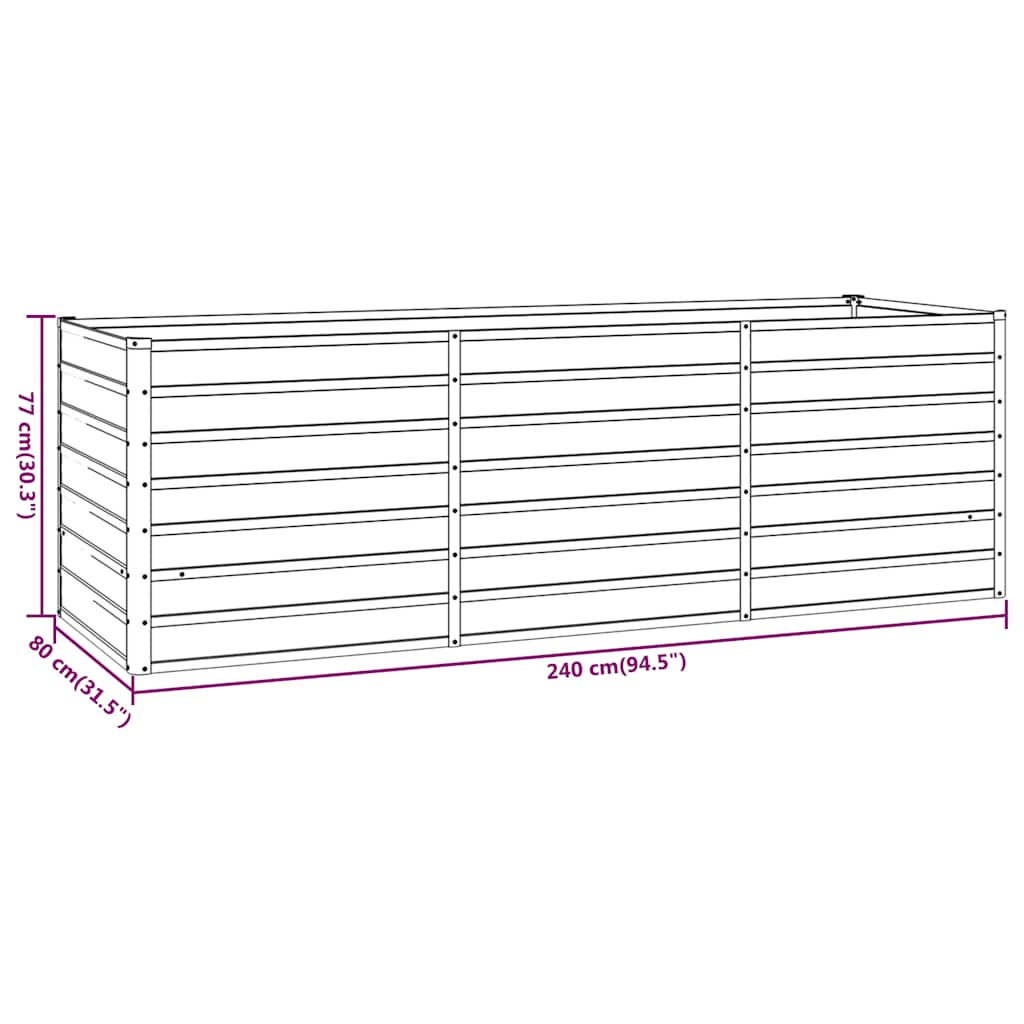 vidaXL Hochbeet Rostig 240x80x77 cm Cortenstahl