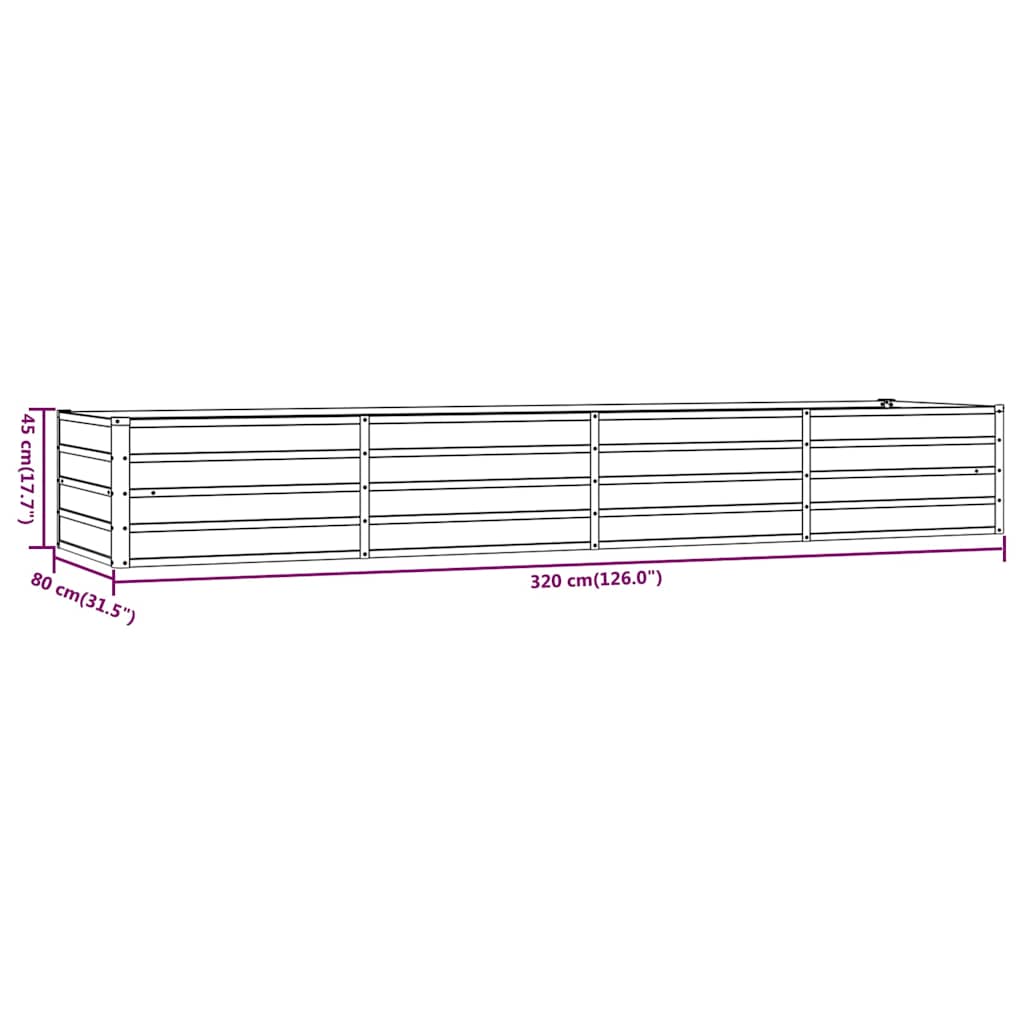 vidaXL Carré potager rouillé 320x80x45 cm Acier Corten
