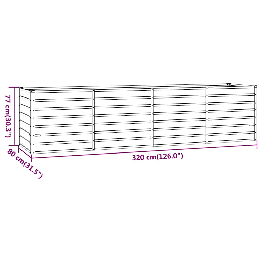 vidaXL Carré potager rouille 320x80x77 cm Acier Corten