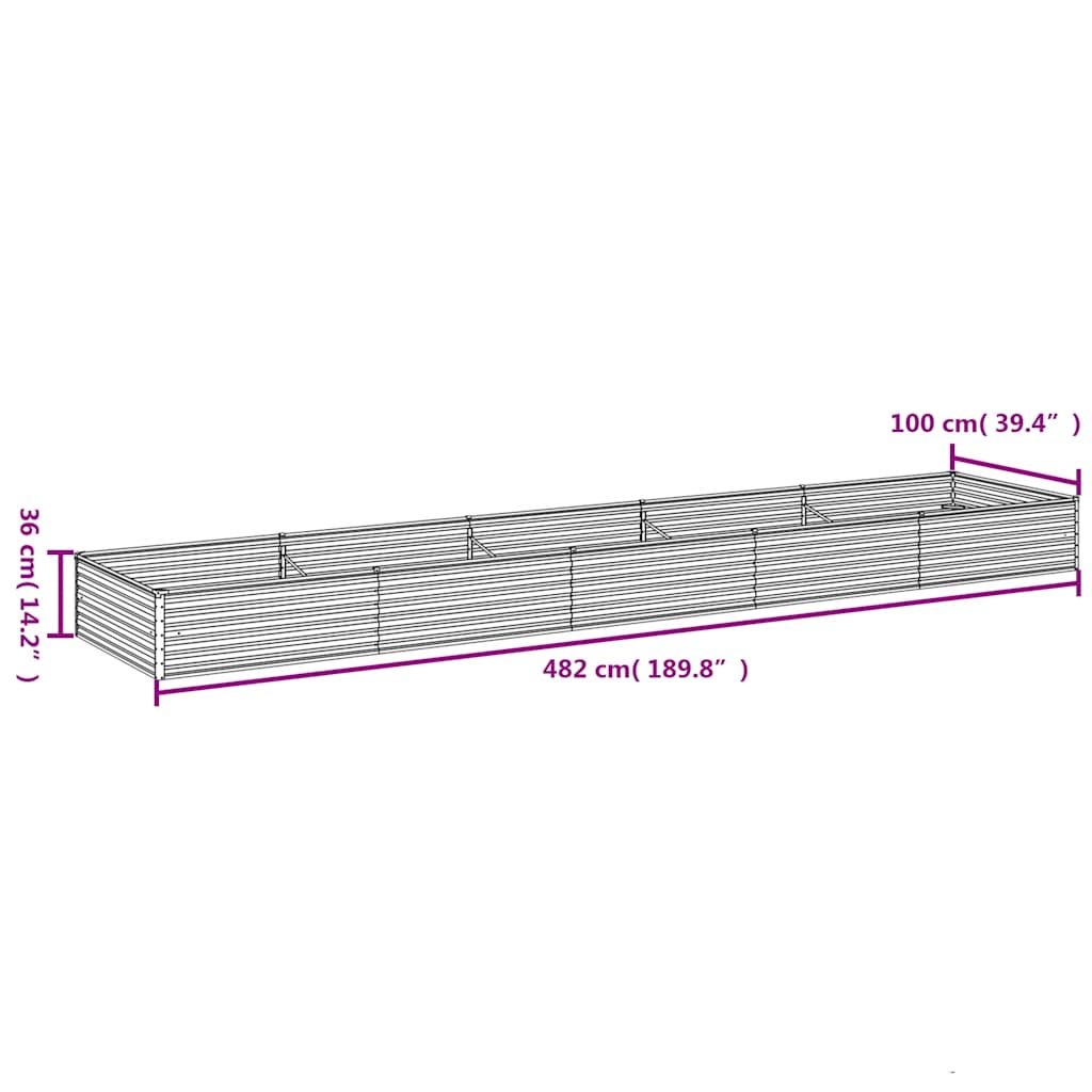 vidaXL Hochbeet 482x100x36 cm Cortenstahl