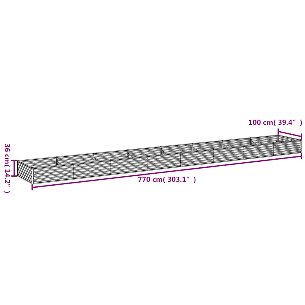 vidaXL Hochbeet 770x100x36 cm Cortenstahl