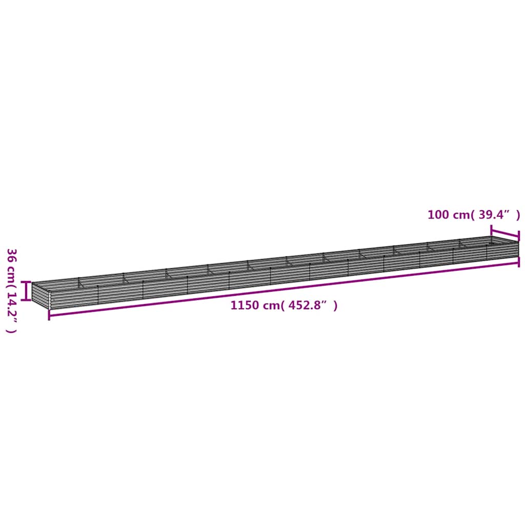 vidaXL Hochbeet 1150x100x36 cm Cortenstahl