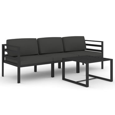 vidaXL Salon de jardin 4 pcs avec coussins aluminium anthracite