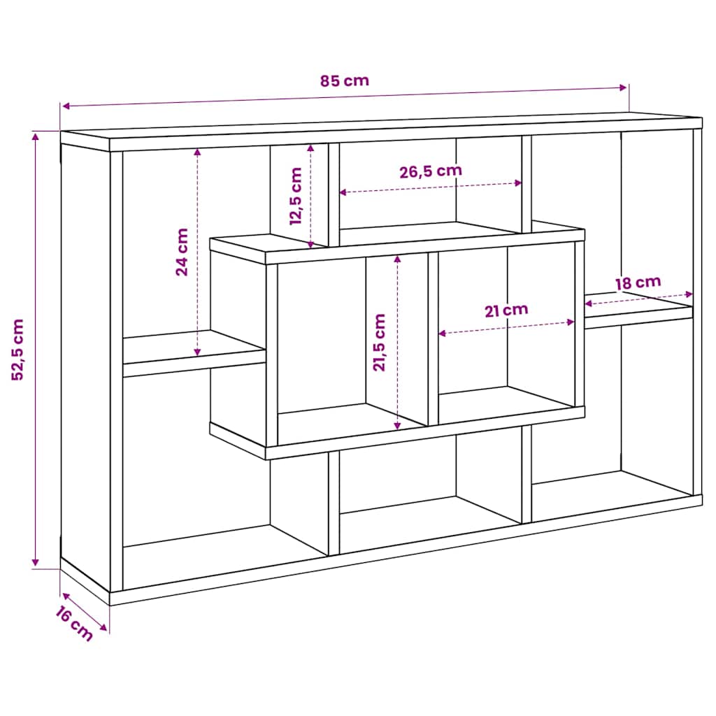 vidaXL Étagère murale chêne sonoma 85x16x52,5 cm bois d'ingénierie
