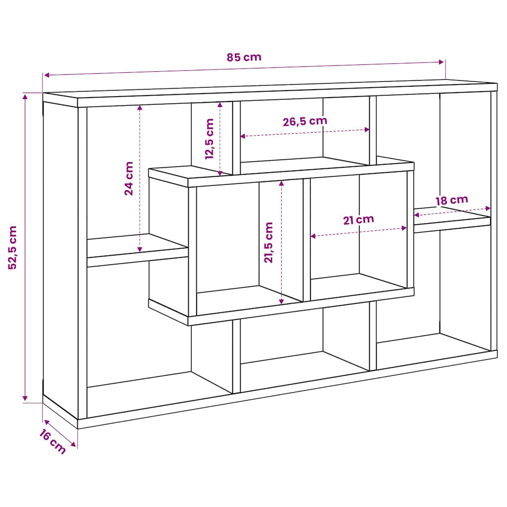 vidaXL Étagère murale gris béton 85x16x52,5 cm Aggloméré