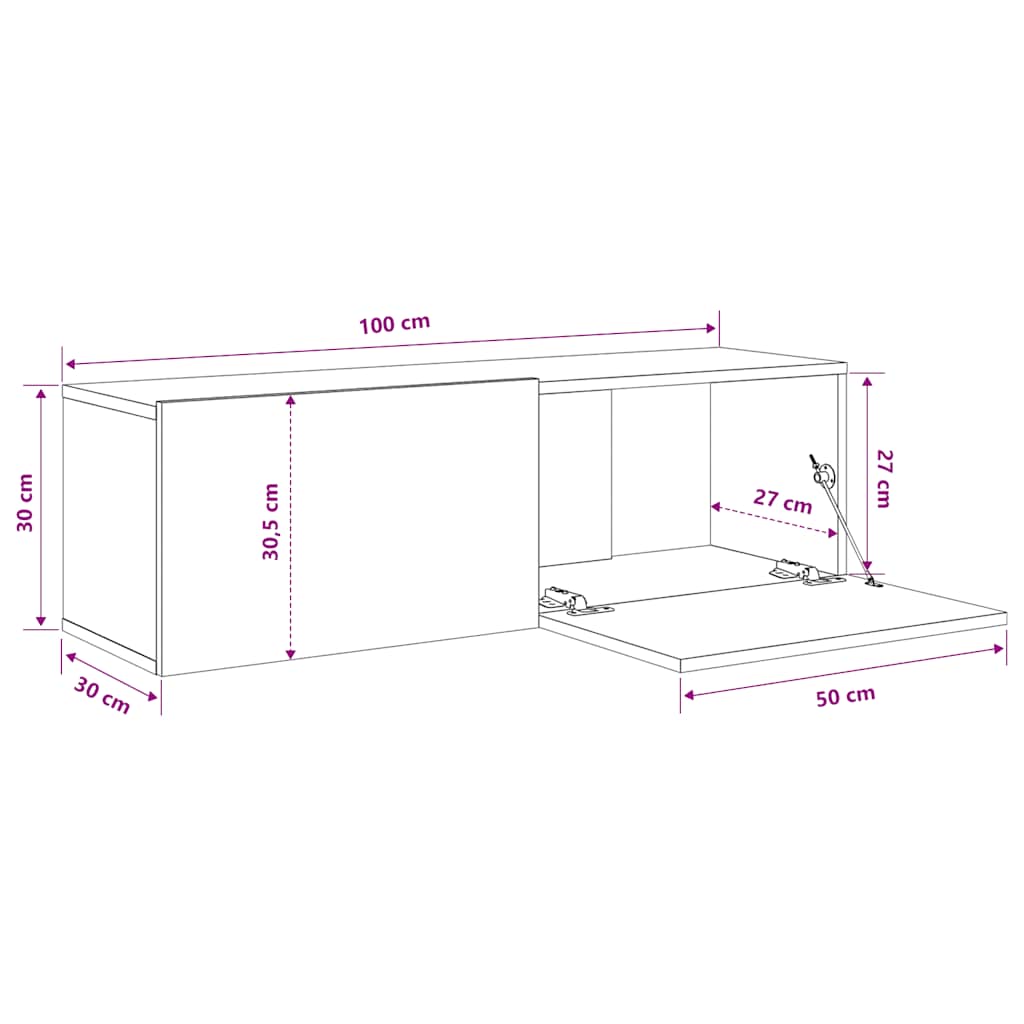 vidaXL Meubles TV muraux 2 pcs Gris béton 100x30x30 cm Bois d'ingénierie