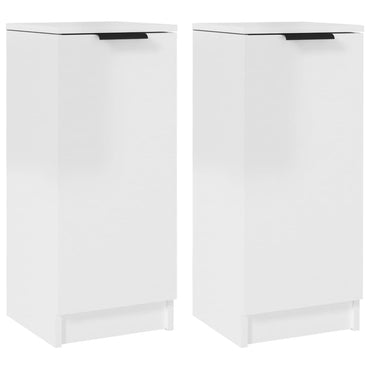 vidaXL Buffets 2 pcs blanc brillant 30x30x70 cm aggloméré