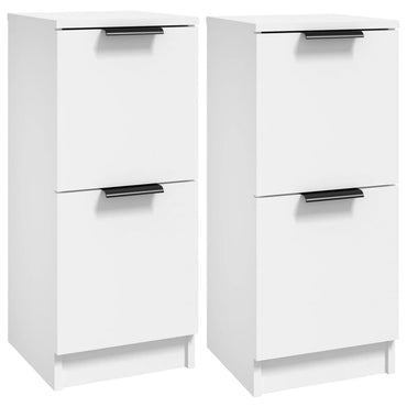 vidaXL Buffets 2 pcs Blanc 30x30x70 cm Bois d'ingénierie