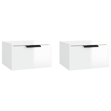 vidaXL Wand-Nachttische 2 Stk. Hochglanz-Weiß 34x30x20 cm