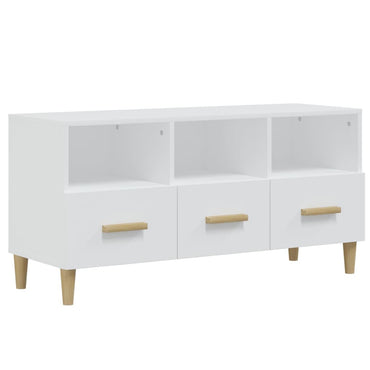 vidaXL Meuble TV blanc 102x36x50 cm en bois d'ingénierie