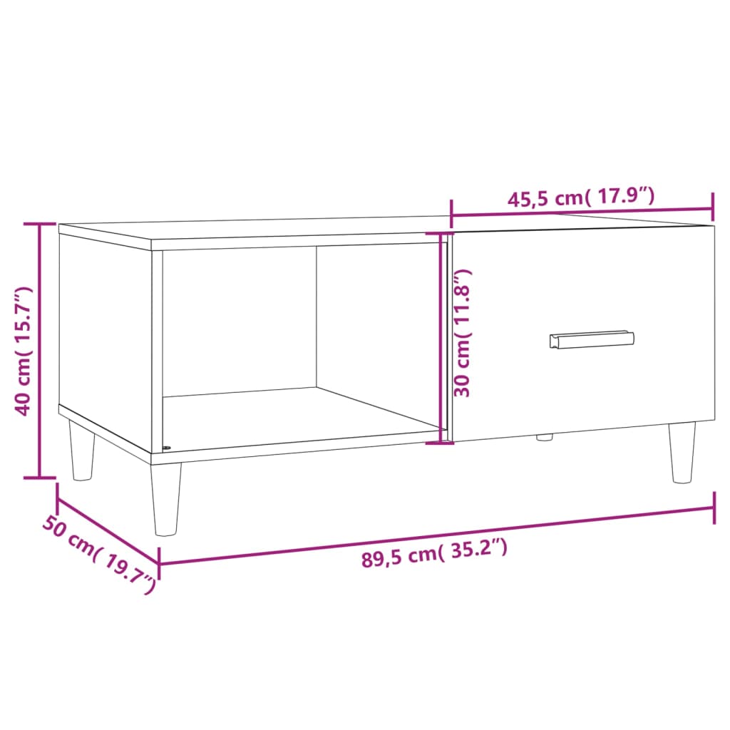 vidaXL Couchtisch Schwarz 89,5x50x40 cm Holzwerkstoff