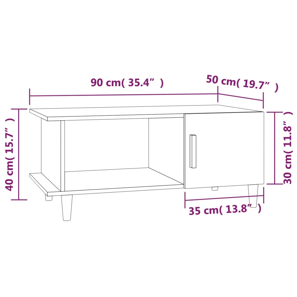 vidaXL Table basse Blanc 90x50x40 cm Bois d'ingénierie