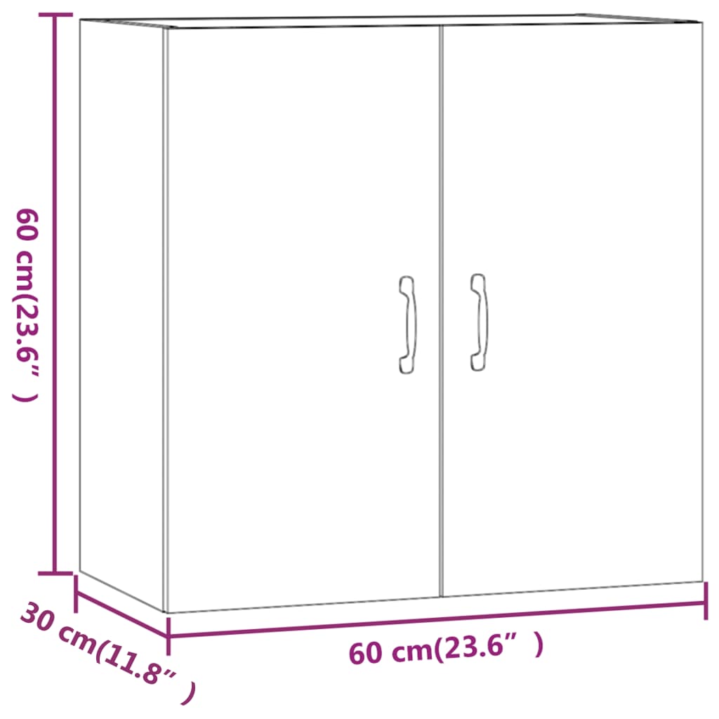 vidaXL Wandschrank Betongrau 60x31x60 cm Holzwerkstoff