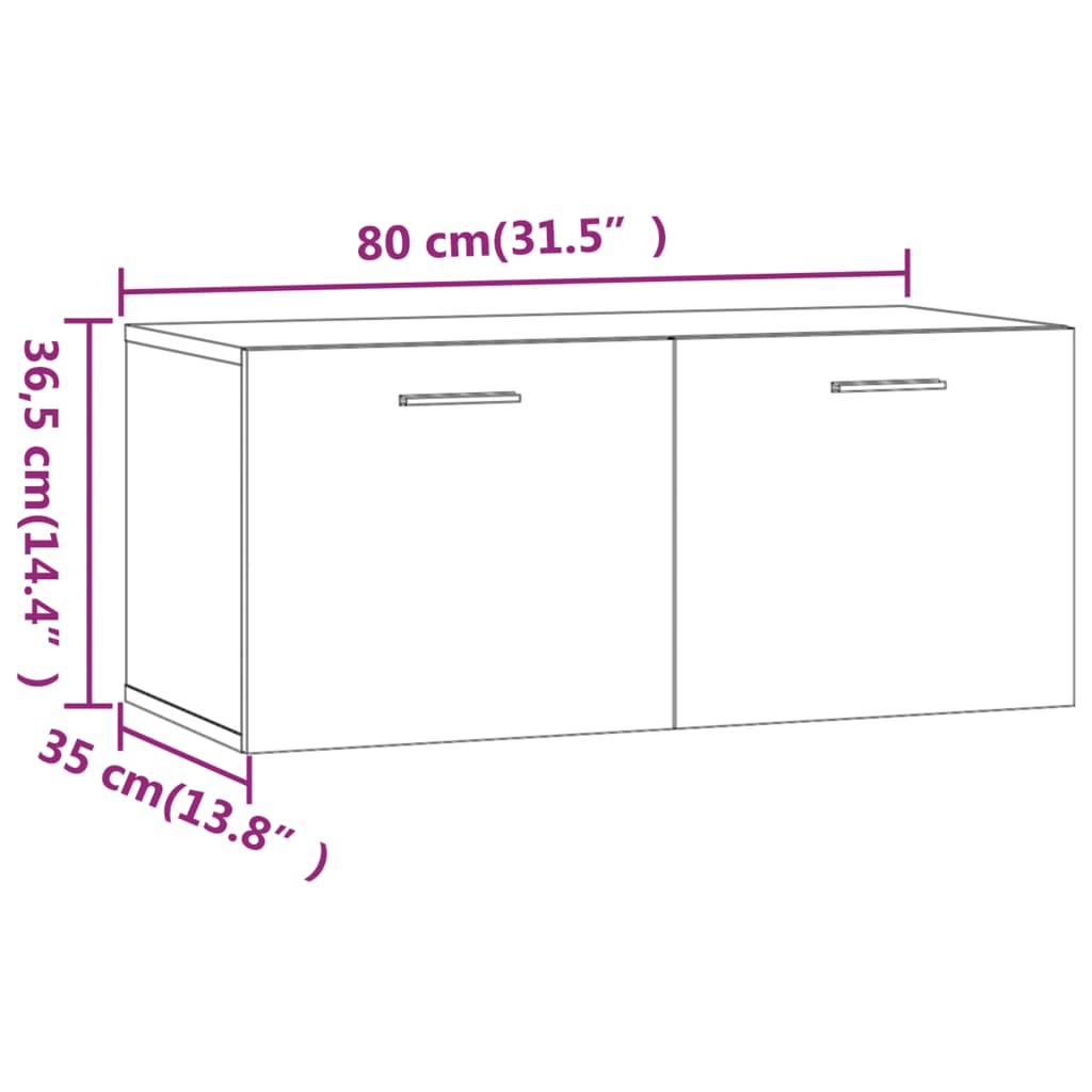 vidaXL Wandschrank Sonoma-Eiche 80x35x36,5 cm Holzwerkstoff